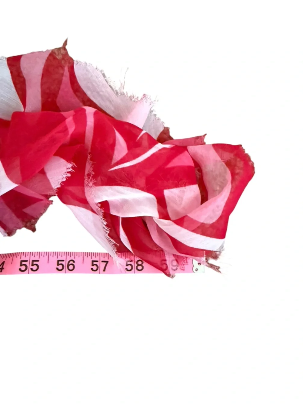 y2k Ruffled Pink/Red & White Scarf